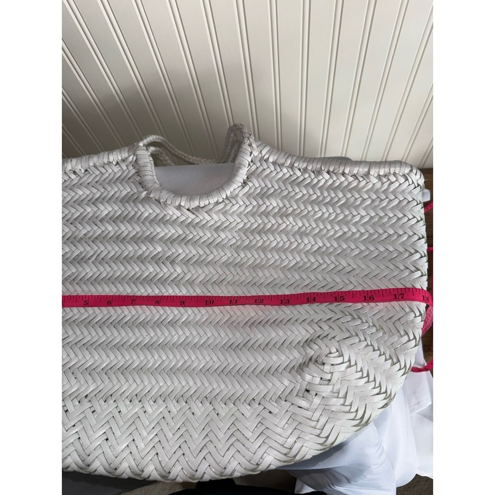 Dragon Diffusion Nantucket Basket Big In White Woven Leather Shoulder Bag Purse - Picture 4 of 12